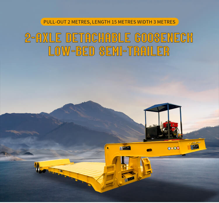 2-akslet 120-tons hydraulisk aftagelig svanehals Lowboy-trailer