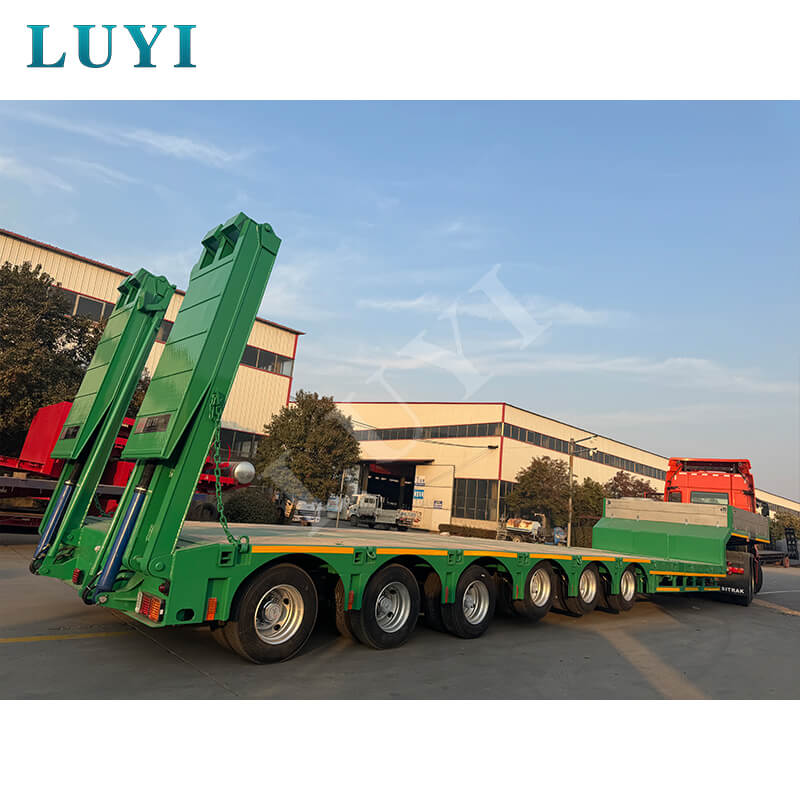 Fremstillet i Shandong, Kina! Luyi 6-akslet lav-seng sættevogn sendt til Sudan