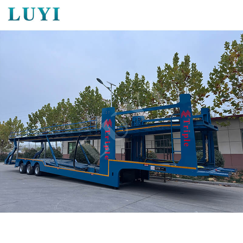 3-akslet autotransport sættevogn, 17 meter containertrailer