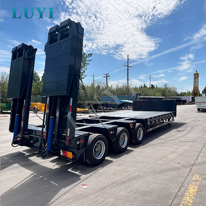 3 Line 6 Axle 80T Lowbed Semi Trailer til Heavy Machinery Transport