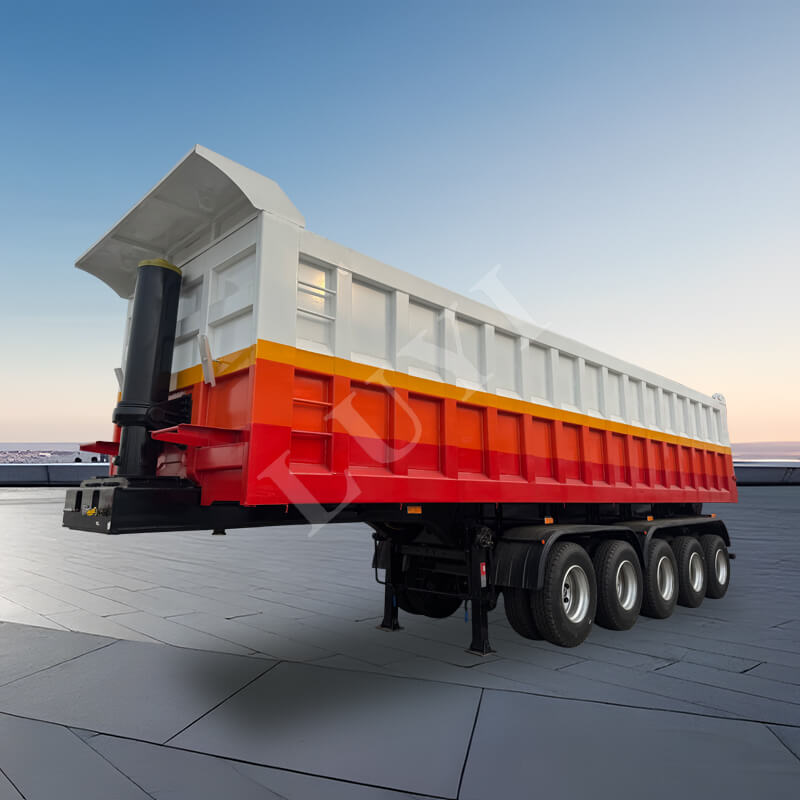 5-akslet Heavy Duty 120-tons bageste dumpertrailer, kulstofstål selvtømmende lastbiltrailer