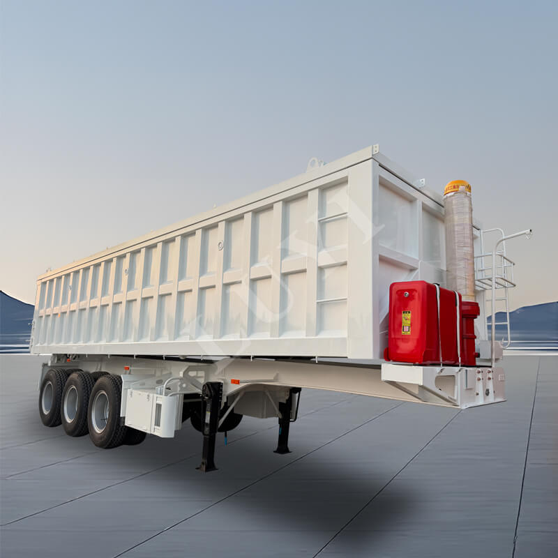 Tre-akslet rektangulær U-formet 60 ton bageste tippende semi trailer