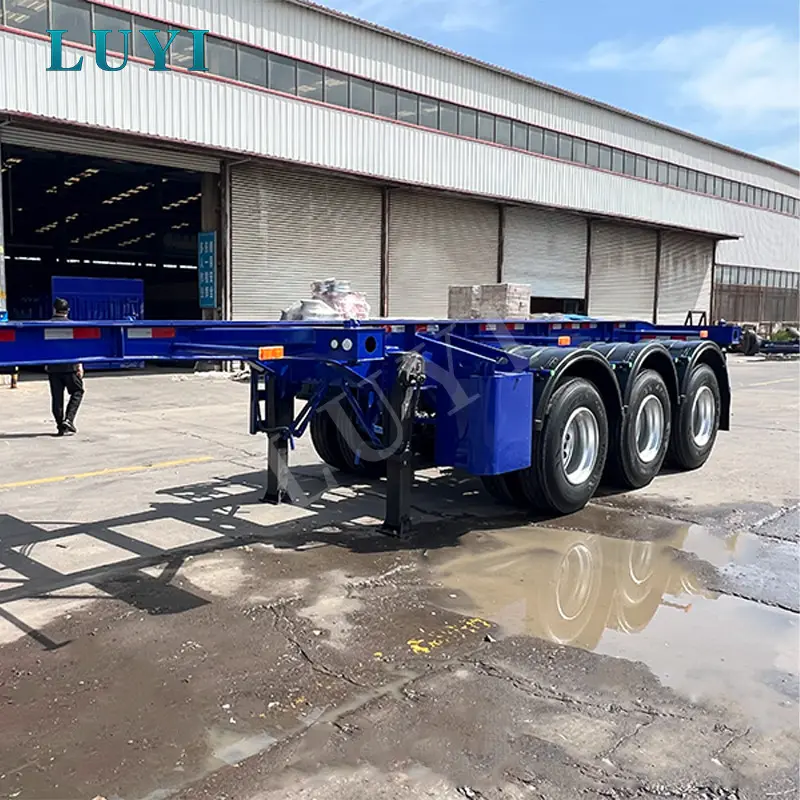 Tri Axle Flatbed Semi Trailer til Container, Maskiner og Heavy Cargo Transport
